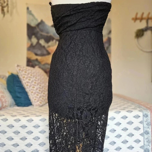 NWT Sau Lee Jerri Strapless Black Lace Midi Dress Sz 6 Revolve Cocktail Formal - Picture 8 of 16